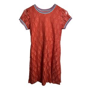 wonder nation girls lace dress size large 10 12 t shirt short sleeve pink